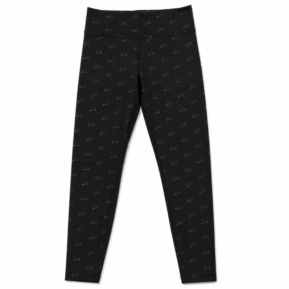 Nike Air Womens High Waisted Leggings Black Tonal Swoosh Logo Print Small